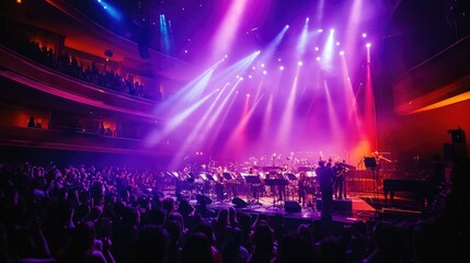 A live concert for a global charity event, with artists performing on stage and audiences tuning in from around the world.