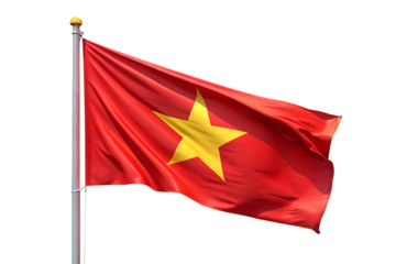 vietnam flag is flying. isolated on  transparent backgroundd