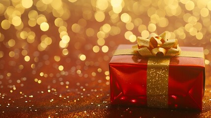 Christmas gift boxes collection, Christmas tape rope, on a gold background, banner for website.
