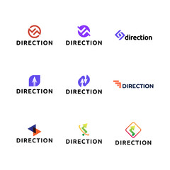 Set of Abstract business logo design template with arrow symbol.
