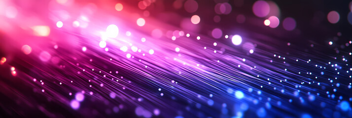 Obraz premium Colorful light rays and glowing fiber optics in close-up