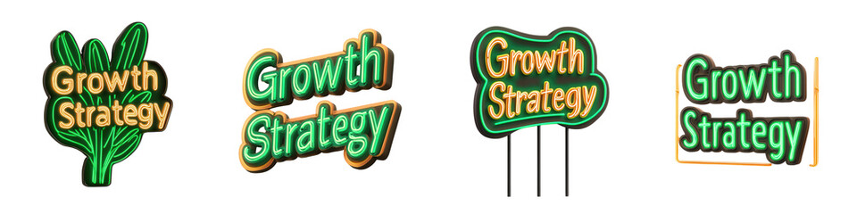 Creative growth strategy icons designed to inspire business development and marketing innovation. isolated on a transparent background