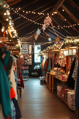 Charming holiday shop filled with festive decorations