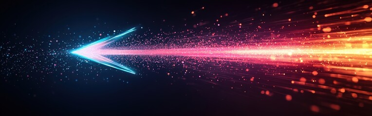Obraz premium Glowing Arrow of Light Beams in Motion Speed and Direction