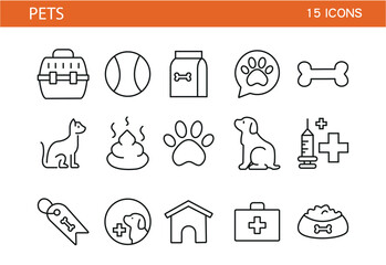 Pets web icons. Simple vector illustration.