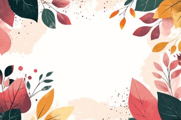 Cute floral frame background pastel color theme with white space in the center for text or logo.