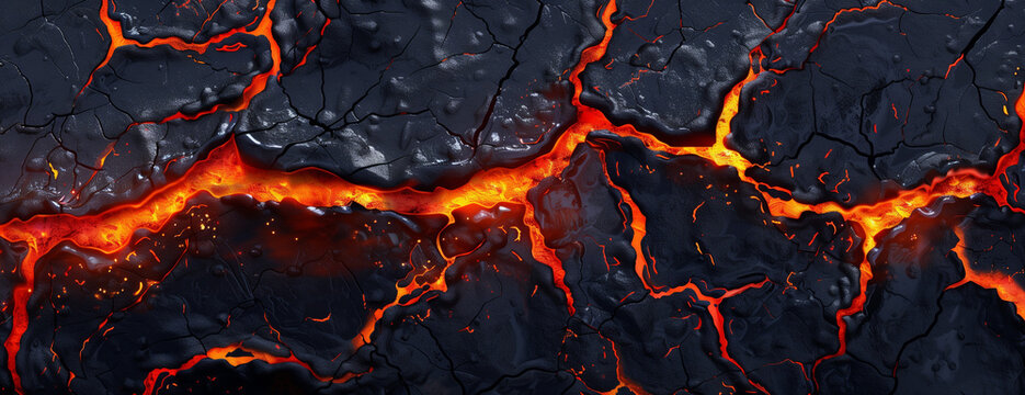 Lava texture fire background, rock volcano magma illustration