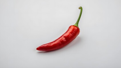 Close up image of one red chili, hot chili, fresh red chili, red chili on white background