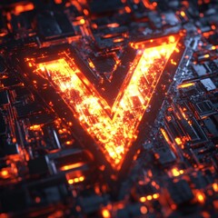 Obraz premium Holographic Versus Logo with Lightning for Esports Tournament