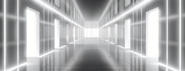 Naklejka premium White light room background, abstract, space technology