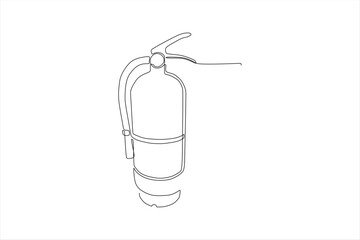 continuous line vector illustration design of fire extinguisher