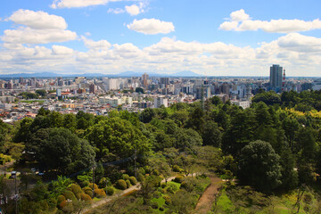 Obraz premium 宇都宮市 宇都宮タワーから見た街並み（JR宇都宮駅方向）
