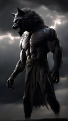 Fototapeta premium Wolfman at dark night
