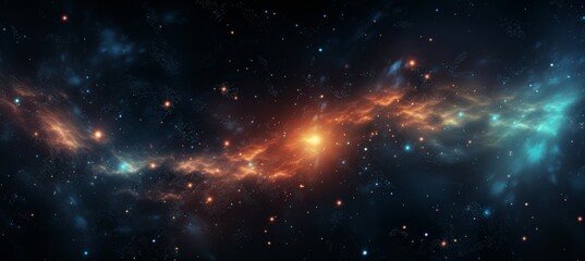 Naklejka premium Beautiful view of interstellar clouds and stars in the depths of space at night