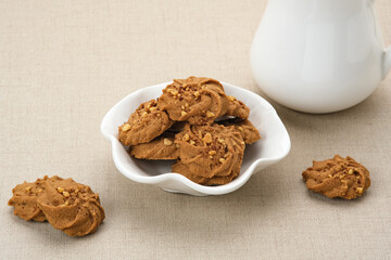 Chocolate cookies with peanut sprinkles
