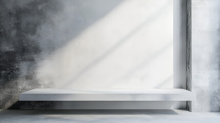 "Minimalist White and Grey Background with Natural Shadows. Modern Interior Design with Soft Lighting and Contemporary Aesthetic."
