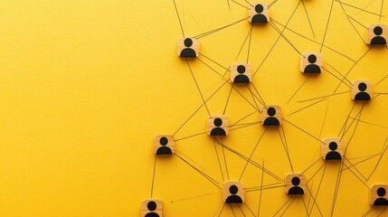 Interconnected Wooden Figures Representing a Social Network