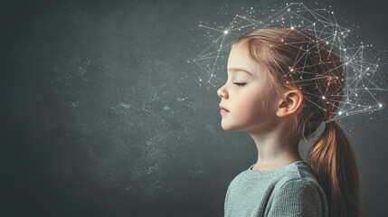 Fototapeta premium Child's cognitive development Early creativity concept Brain growth and neural activity