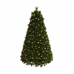 Christmas tree with decorations, isolated on white background, 3D illustration, cg render
