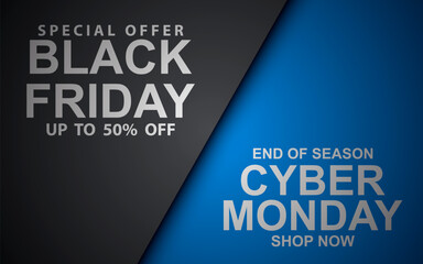 Template for seasonal sales Black Friday and Cyber ​​Monday. vector illustration.