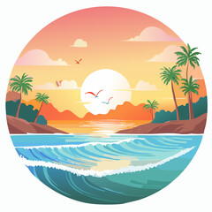 seascape with beautiful nature colors of the sunset; summer time