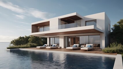 Fototapeta premium luxury villa with a beautiful swimming pool