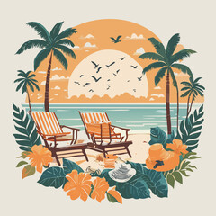 summer vacation composition with vintage