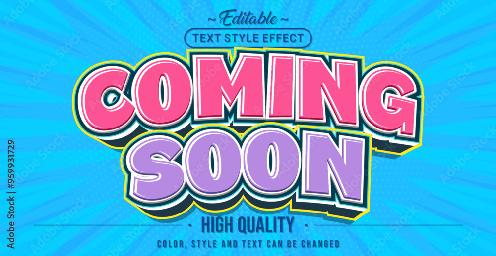 Aufkleber Editable text style effect - Coming Soon text style theme.