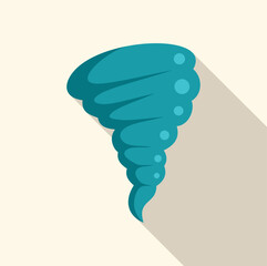 Blue whirlwind rotating, creating a powerful vortex, illustrated in a flat design style with a long shadow