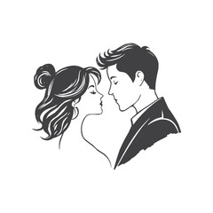 Silhouette of Couple. Couple love vector logo. husband and wife illustration. happy valentine day artwork