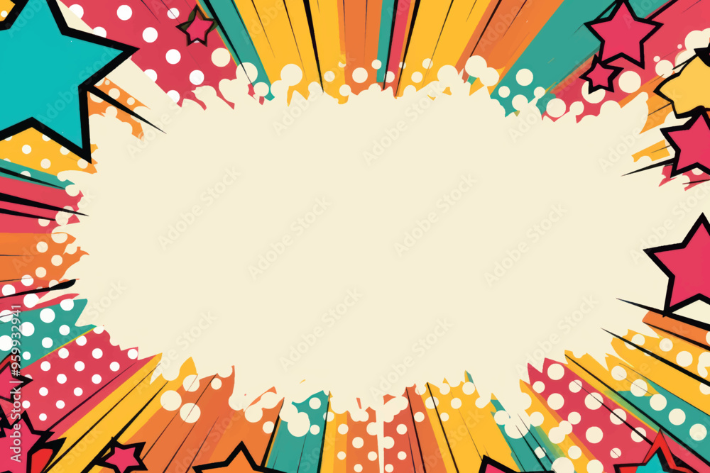 Poster Colorful comic-style starburst background