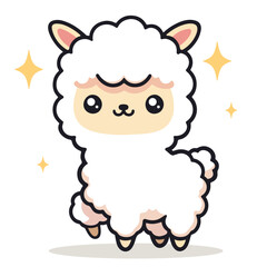 Adorable Kawaii Alpaca Cute and Playful Flat Vector Illustration