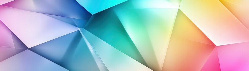 Layered geometric triangles with iridescent gradient, modern abstract background, vibrant colors
