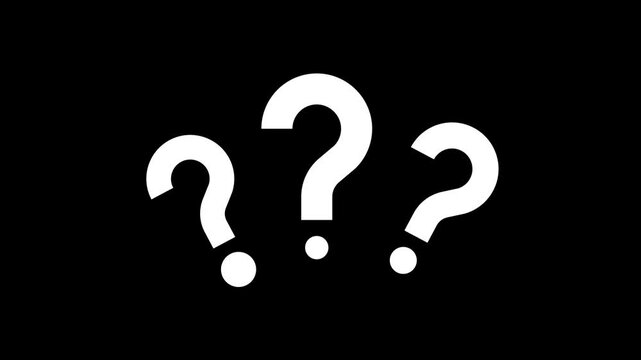 Animation of three question marks symbol. Alpha channel, transparent background. 4K resolution