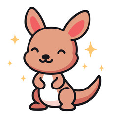 Adorable kangaroo kawaii cartoon vector illustration in flat style