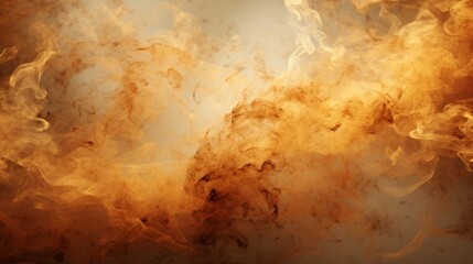 Swirling golden smoke creates an abstract atmosphere in a dimly lit environment