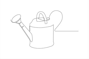 continuous line vector illustration design of plant watering can