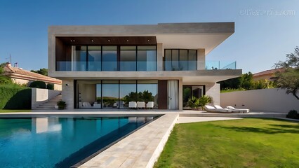 Fototapeta premium luxury villa with a beautiful swimming pool