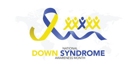 Down Syndrome awareness month is observed every year in October, it is a condition in which a person has an extra chromosome, they are small packages of genes in the body. vector illustration
