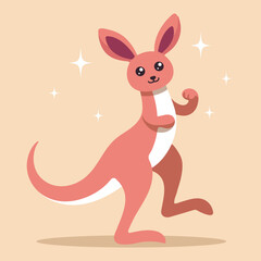 Adorable kangaroo kawaii cartoon vector illustration in flat style