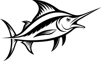 Dynamic Marlin Fish Illustration Featuring Bold Colors and Modern Design for Aquatic and Marine Life Themes