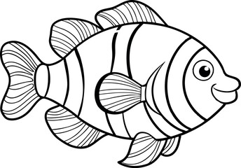 Cartoon Clownfish Illustration Showing Vibrant Underwater Marine Life and Ocean Concept Art