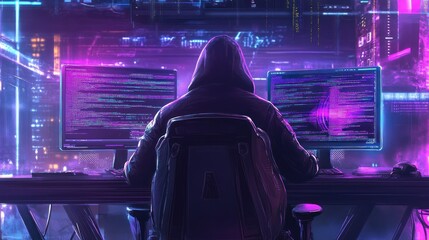Obraz premium Cyberpunk Hacker