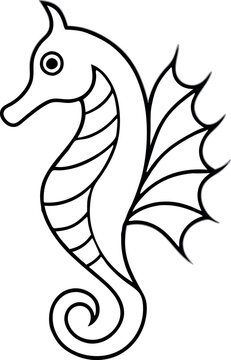 recommend clip art: Elegant Seahorse Outline Illustration Perfect for Marine and Ocean-Themed Designs and Creative Projects
