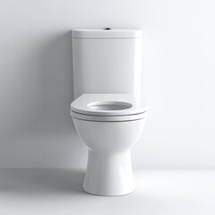 Simple and clean white toilet in a minimalistic bathroom setting, featuring a modern design against a plain background.