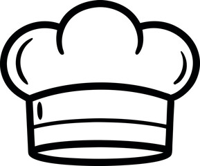 Chef Hat Icon in Minimalist Black and White Line Style for Culinary and Cooking Design