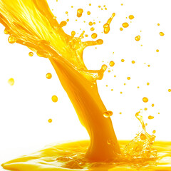 Orange Juice Poured in Mid-Air with Transparent  Background