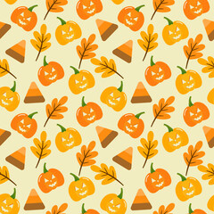 Obraz premium Halloween and Fall seamless pattern background 