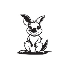 Fototapeta premium Kangaroo in cartoon, doodle style . Image for t-shirt, web, mobile apps and ui. Isolated 2d vector illustration in logo, icon, sketch style, Eps 10, black and white. AI Generative