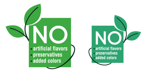 NO additives - flat rectangular label with leaf shape